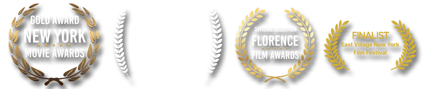 Festival awards: New York Movie Awards Gold, Paris Film Awards Silver, Florence Film Awards Official Selection, and East Village New York Film Festival Finalist